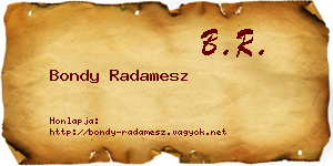 Bondy Radamesz névjegykártya